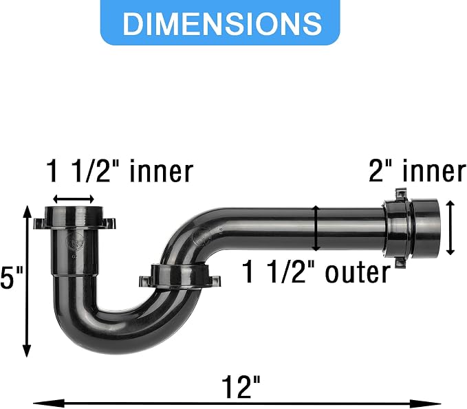 eflyefly 1-1/2 inch P Trap Kitchen Bathroom Sink Drain Kit - Image 5