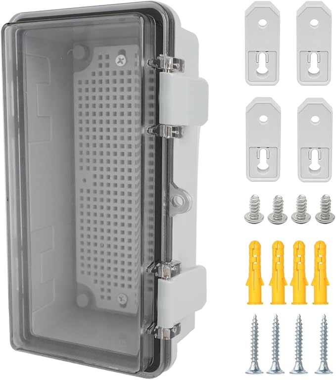 Junction Box, Hinged Grey Clear Cover IP67 Waterproof ABS Project Box by Otdorpatio