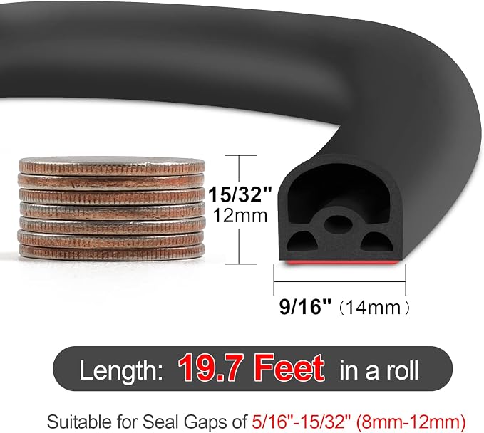 Benory D-Shaped Silicone Weather Stripping - Image 2