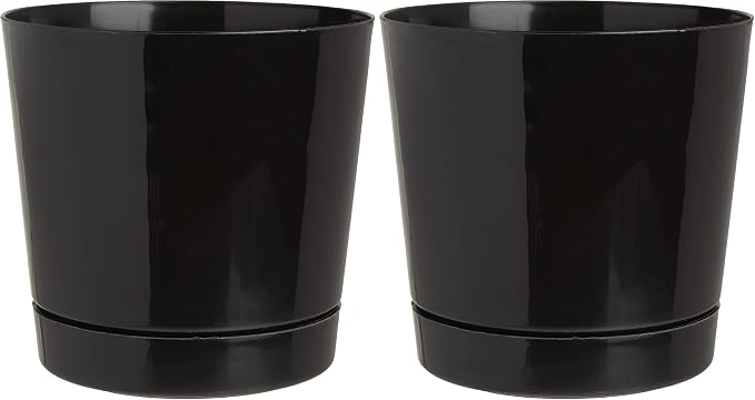 Novelty Majestic Full Depth Round Cylinder Pot, Glossy Black by Novelty