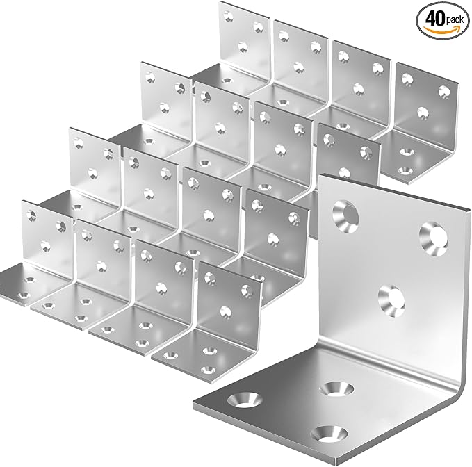 40Pcs Stainless Steel Angle Bracket 2In Heavy Duty Corner Brackets by REDOVANT