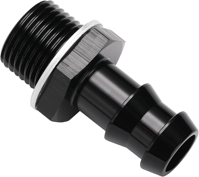 M18x1.5 Male Metric to 1/2 Barb Fuel Pump Inlet Adapter Fitting Aluminum Black - Image 3