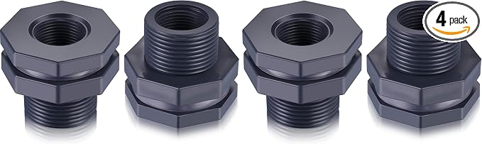 Outus 2 Pieces 3/4 Inch PVC Bulkhead Fitting, Rain Barrel Tank Adapter by Outus