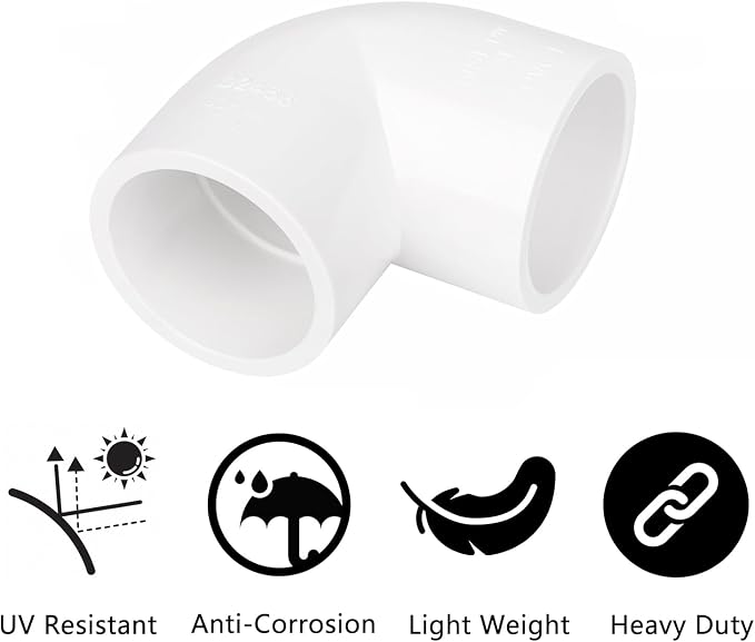 20 Pack 1" 90 Degree Elbow Pipe Fittings 2 Way Right Angle PVC Pipe Fitting - Image 3