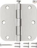 Rounded 12 Pack Brushed Nickel Door Hinges 3.5 Inch 5/8" | 3 1/2" Interior Door by JIWDOORHINGESFORHOME