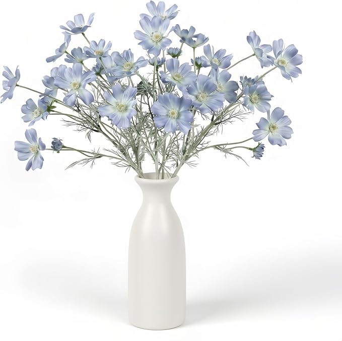4 Pcs Light Blue 24" Tall Artificial Cosmos Flowers by LINSIEARTIFICIALFLOWERS