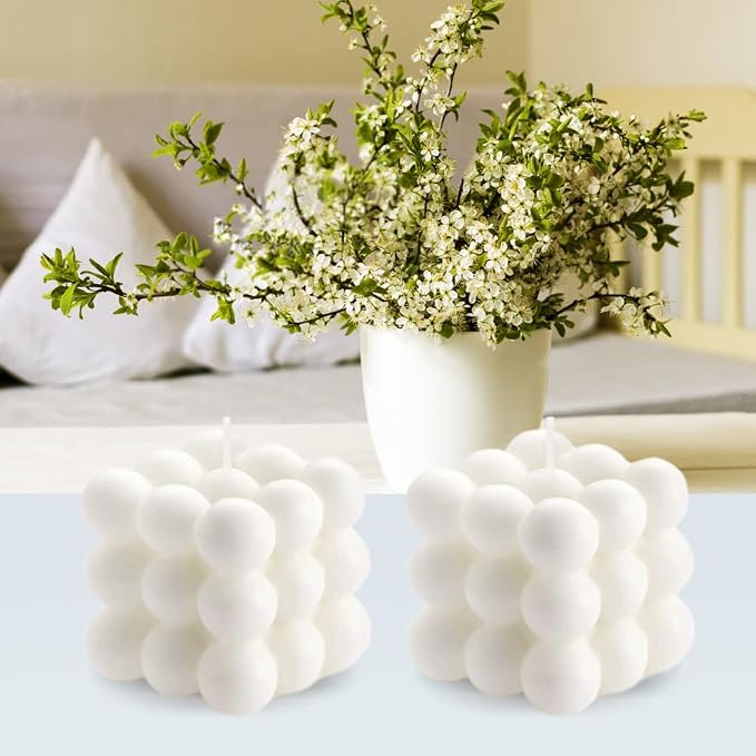 2PCS White Bubble Candles - Image 2