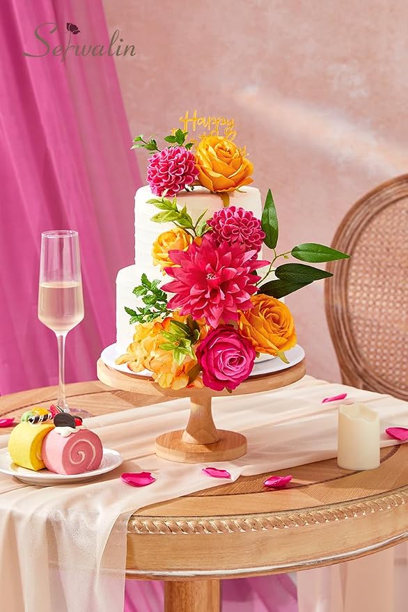 Serwalin Hot Pink Orange Artificial Flowers Silk Flowers - Image 4