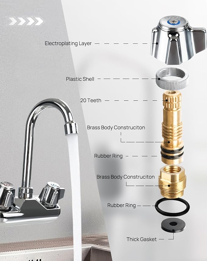 4" Brass Faucet Handle Cartridge Replacement Stem Assembly Faucet Valves Cold - Image 3