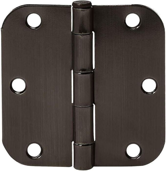 Amazon Basics Rounded 3.5 Inch x 3.5 Inch Door Hinges, Oil Rubbed Bronze by AmazonBasics