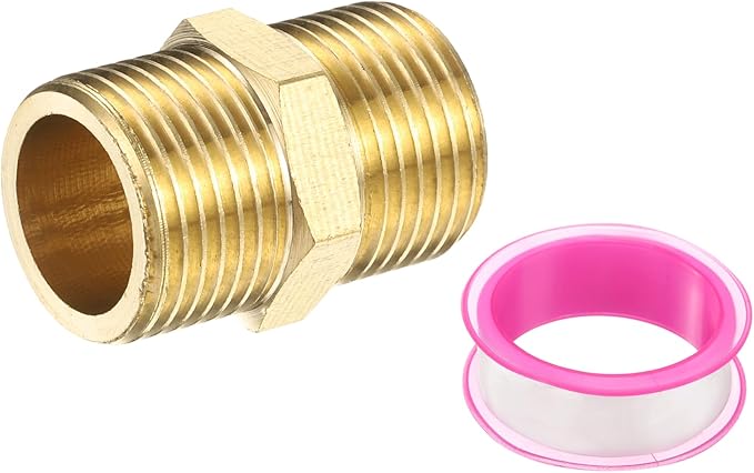 PATIKIL Brass Pipe Fitting, 3/8" BSP Male x 3/8" BSP Male Thread Connector by PATIKIL