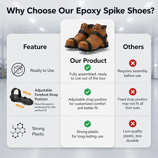 Premium Epoxy Shoes, Floor Spiked, Fully Assembled gunite 3/4" Short Spikes - Image 2
