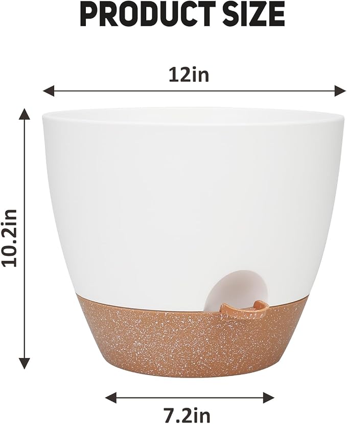 YNNICO 12 Inch Large Self Watering Plant Pot Set, Flower Pots - Image 4