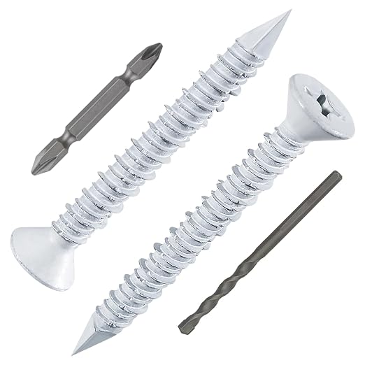 WenSilon 3/16" x2-1/4 White Concrete Screw Anchor White Flat Head by Wensilon