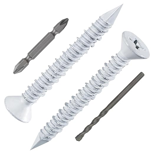 WenSilon 1/4" x2-1/4 White Concrete Screw Anchor White Flat Head by Wensilon