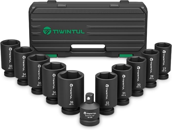 11Pcs Axle Nut Socket Set, 1/2" Drive Metric Impact Deep Socket | 27mm-38mm by Unknown