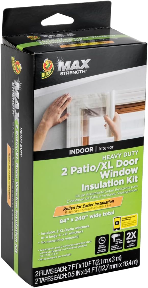 Duck MAX Strength Window Insulation Kit, Winter Window Seal Kit Fits Patio by DuckBrand