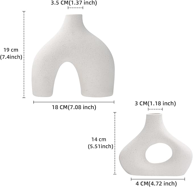 CEMABT Beige Ceramic Vase Set of 2 - Image 4