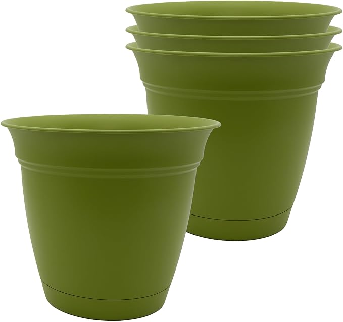 The HC Companies Eclipse Round Planter Pot, 8 Inch, Attached Saucer, Drainage by TheHCCompanies