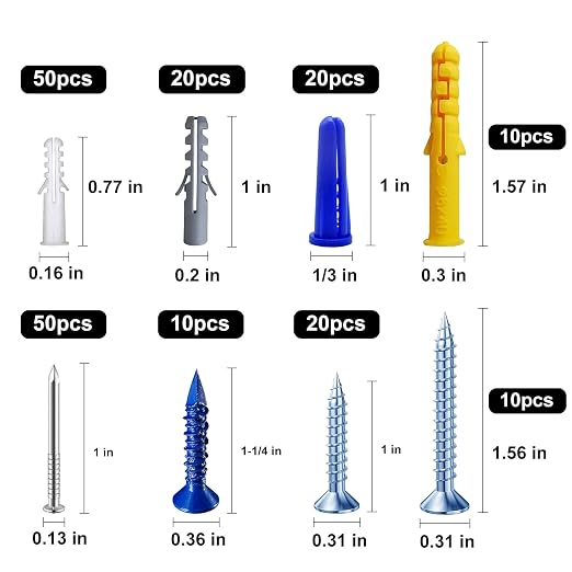 Wensilon Plastic Drywall Wall Anchors Kit - Image 2