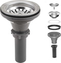 3-1/2'' Kitchen Sink Drain Kit Sink Drain Basket Sink Drain Assembly 304 by QruiLanTu