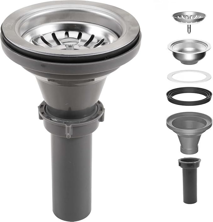 3-1/2'' Kitchen Sink Drain Kit Sink Drain Basket Sink Drain Assembly 304 by QruiLanTu