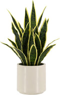 Fake Snake Plant 22" Tall, Realistic Touch Leaves, Potted Artificial Plants by Unknown