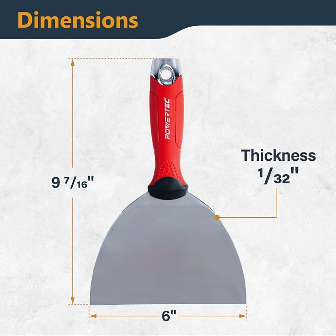 POWERTEC 72483 Drywall Hand Tool Kit – 4” & 6” Stainless Steel Joint Knives - Image 11