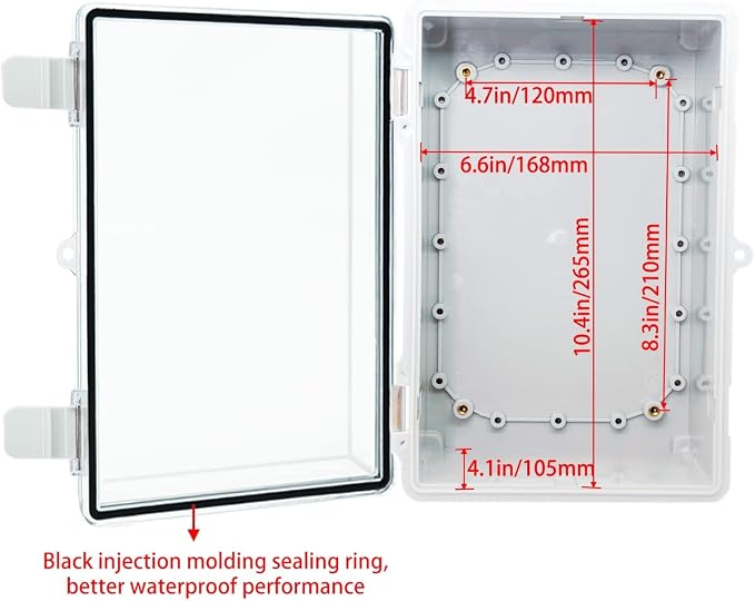 Junction Box, Hinged Clear Cover IP67 Waterproof ABS Project Box - Image 4