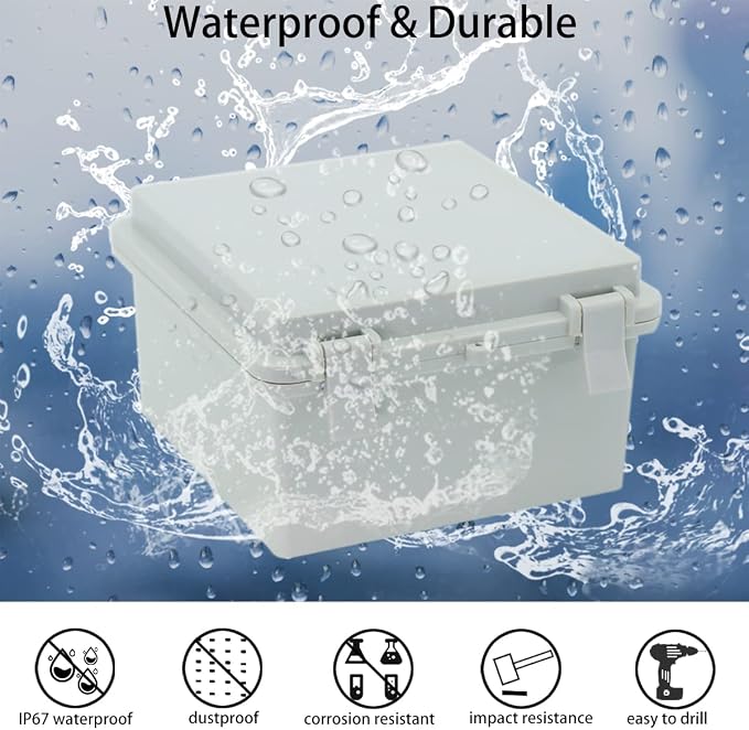 Junction Box, Hinged Cover IP67 Waterproof ABS Project Box - Image 2
