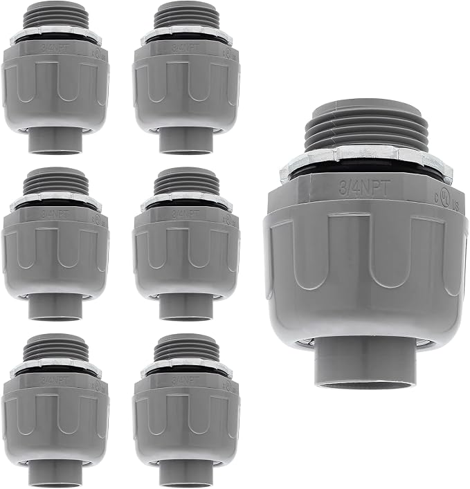 6Pcs 3/4 Inch NPT Liquid Tight Connector | Nonmetallic Straight, Electrical by Moicstiy