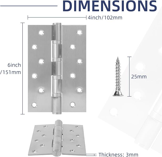 6 Pack Ball Bearing Door Hinges - Image 2