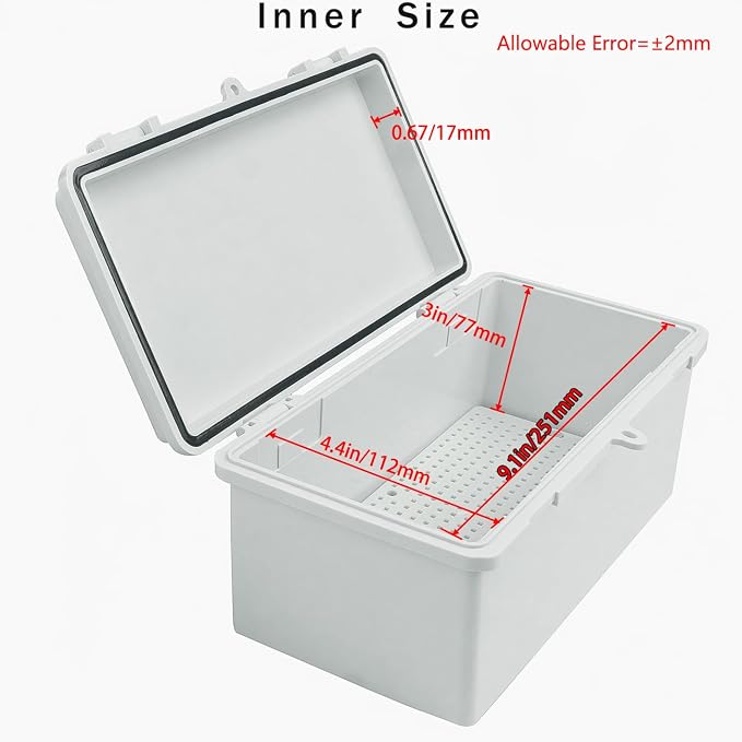 Junction Box, Hinged Grey Cover IP67 Waterproof ABS Project Box - Image 3