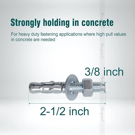 3/8 Concrete Anchors, 3/8 Wedge Anchors Bolts, 2-1/2" L, equipment bases - Image 2