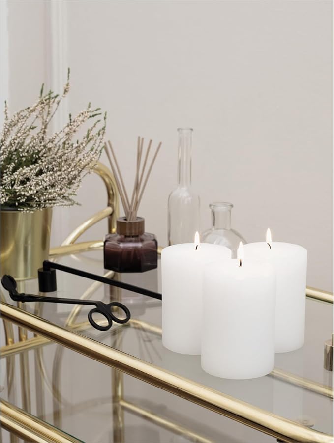 3x4 inch Pillar Candles Set of 3 – Unscented Dripless Rustic White Candles - Image 5