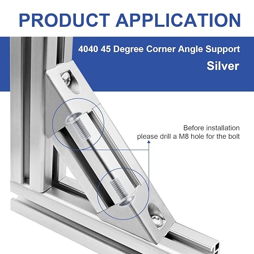 12pcs 4040 45 Degree Inside Corner Angle Support Bracket Silver | 40x40 - Image 4