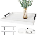 SXNOWS Wood Serving Tray with 2 Sets of Handles, 4 Coasters Included by Sxnows