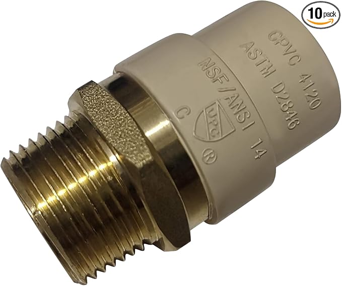 10 Pack XFITTING 3/4" Male CPVC Adapter, MNPT CPVC Coupling by XFITTING