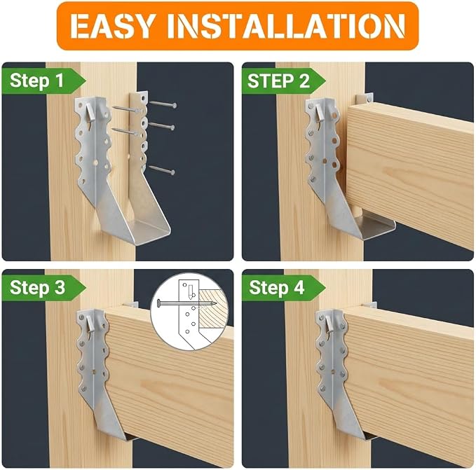 20 Pack 2x4 Joist Hangers, 18 Gauge Galvanized Face Mount | Wood connectors - Image 6
