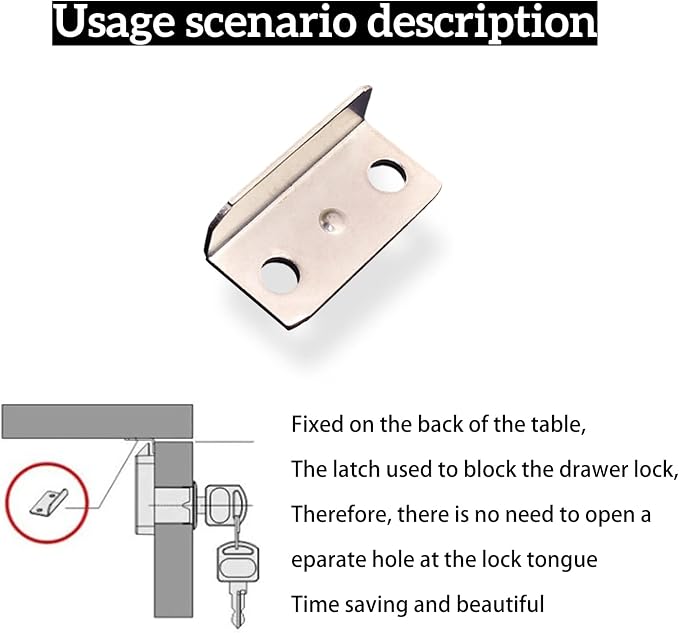 AOCEAN 24 PCS Angled Drawer Lock Strike Plate L-Shaped Cabinet Cupboard Drawer - Image 3