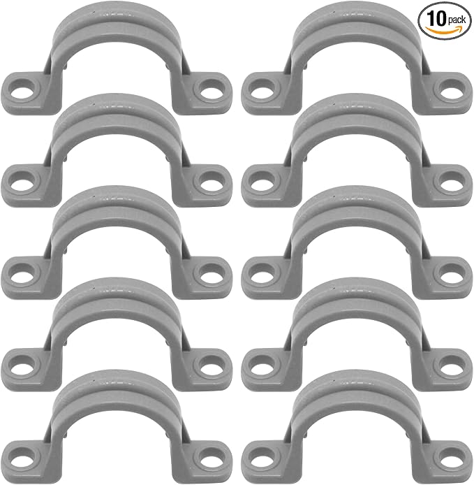 3/4 Inch PVC Pipe Strap, 2-Holes Conduit Pipe Clamps Plastic Pipe Supports by BENLIUDH