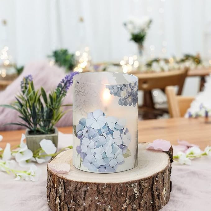 Rechargeable Hydrangea Glass Flameless Candles - Image 5