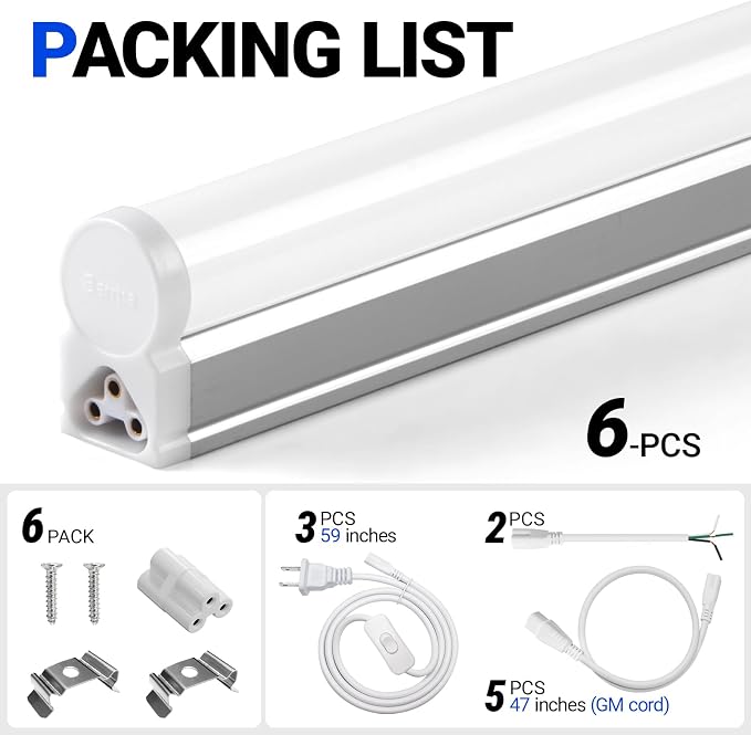 Barrina T5 3FT LED Shop Light, 5000K Daylight White, 6 Packs | Utility Light - Image 8