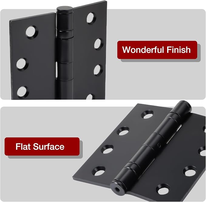 TDCHINGES Heavy Duty Door Hinges Matte Black 4.5 Inch x 4 1/2"Square 1 Pack | - Image 4