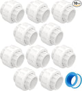 10 PCS 3/4" PVC Union Coupling Pipe Fitting, Slip Joint Adapter PVC Connectors by Unknown