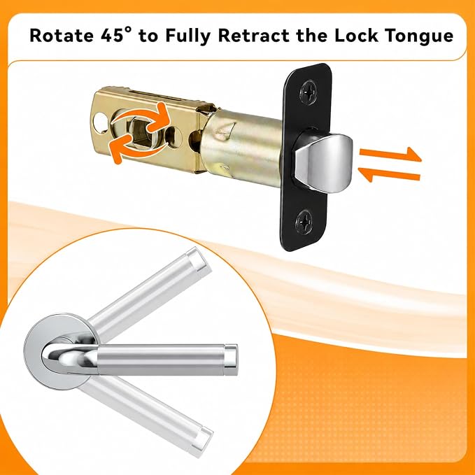 Adjustable Door Latch Replacement 2-3/8'' or 2-3/4'' Door Lock Replacement - Image 4