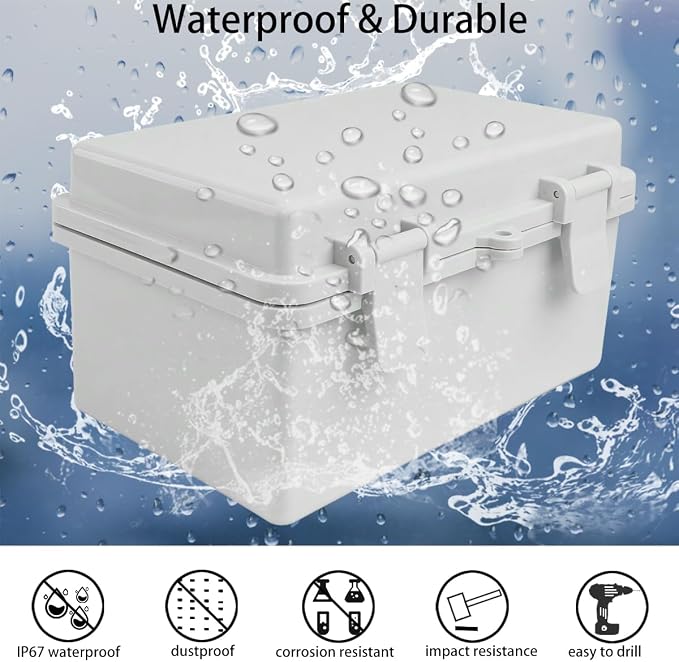 Junction Box, Hinged Grey Cover IP67 Waterproof ABS Project Box - Image 2