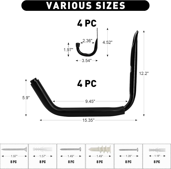 Heavy Duty Garage Storage Hooks, 100 LB Wall Mount Kayak Rack - Image 3