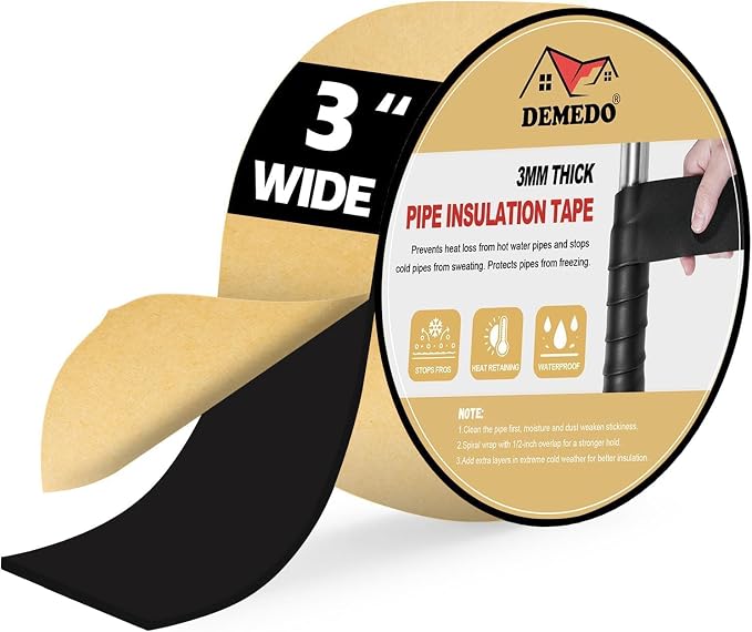 DEMEDO Pipe Insulation Tape, Pipe Wrap Insulation Foam Tape Self Adhesive by DEMEDO