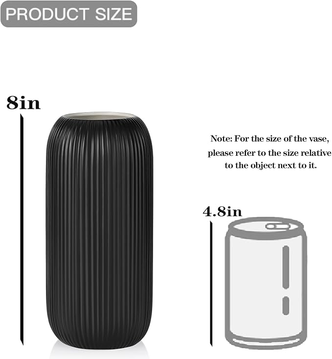 Ceramic Vase for Flowers – Modern Small Ribbed Textured Flower Vase for Home - Image 5
